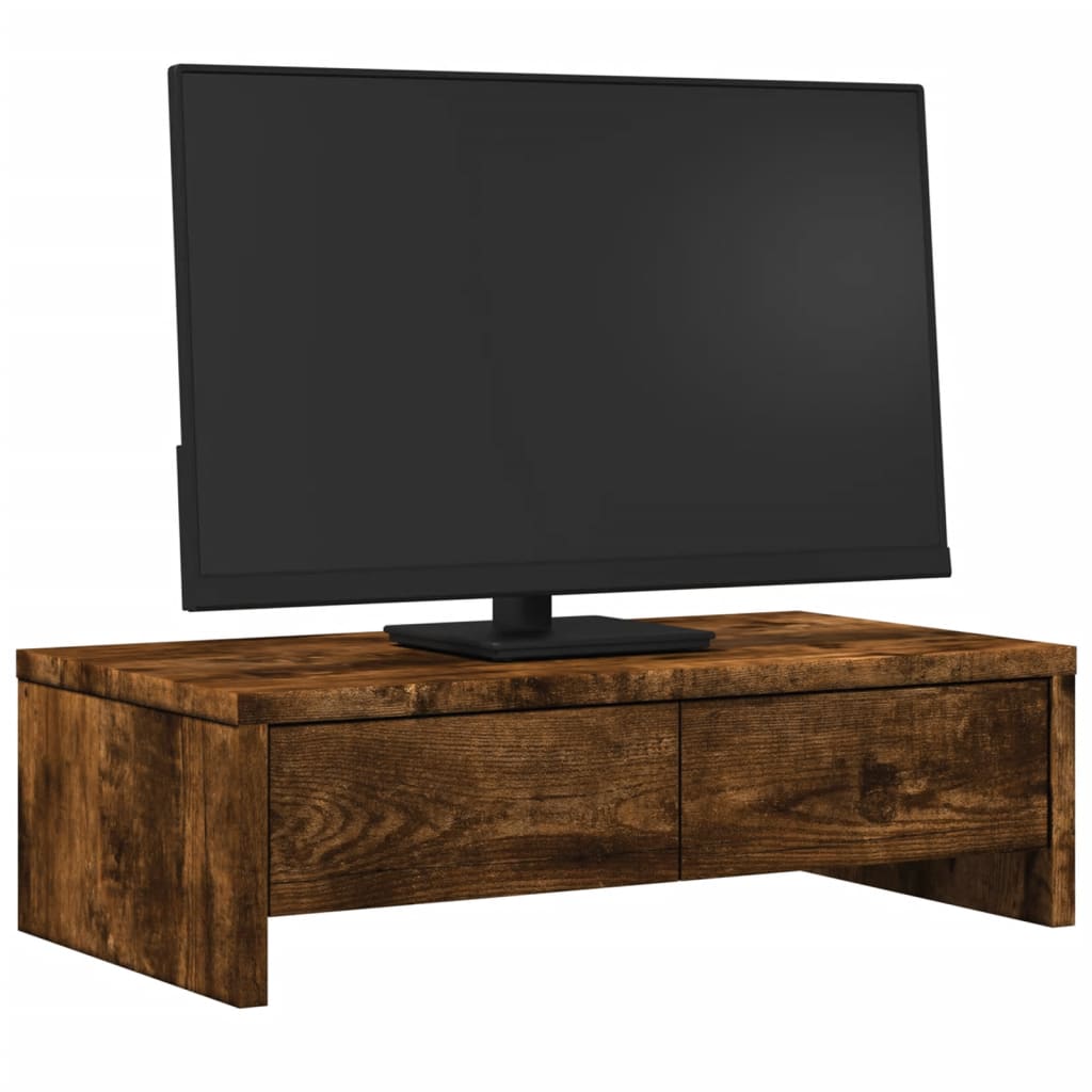 VidaXL Monitorständer mit Schubladen 50x27x15 cm, Holzfarbe geräucherte Eiche