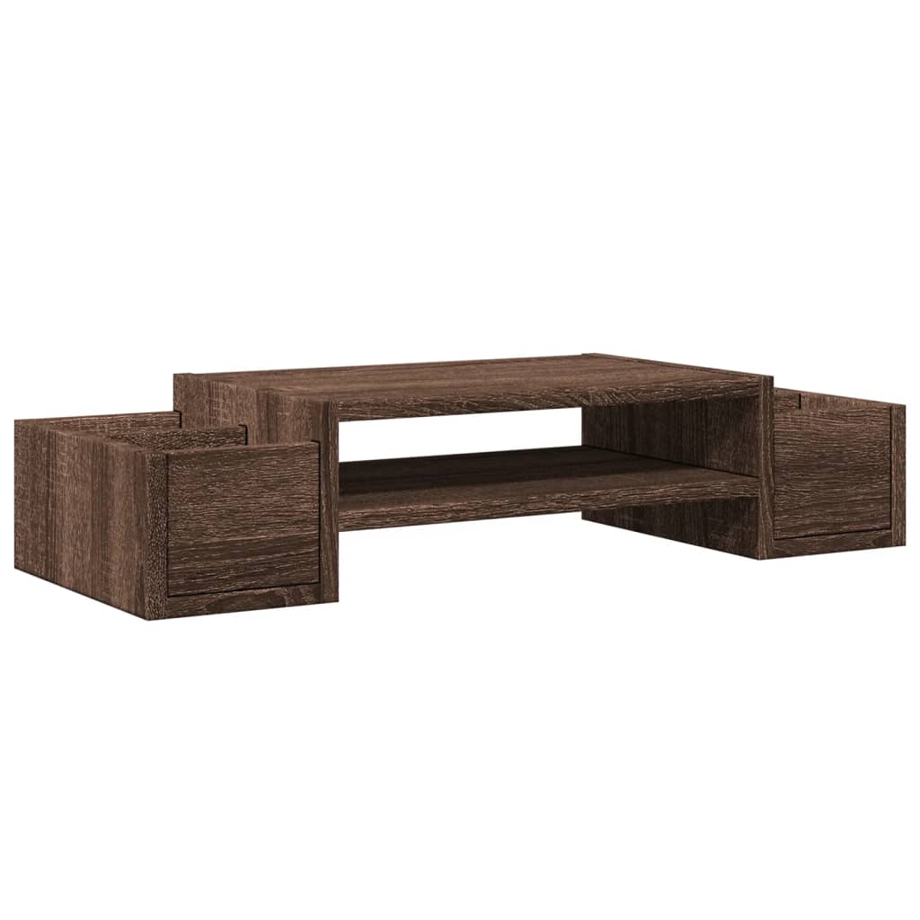 Vidaxxl Monitorständer mit Stauraum 70x27x15 cm Holz braune Eiche