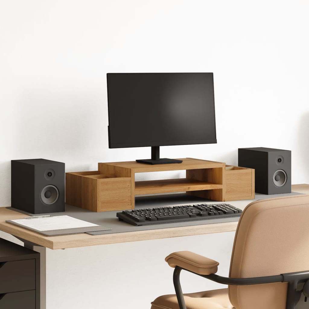 VidaXL Monitorständer Stauraum 70x27x15 cm Holz handwerkliche Eiche