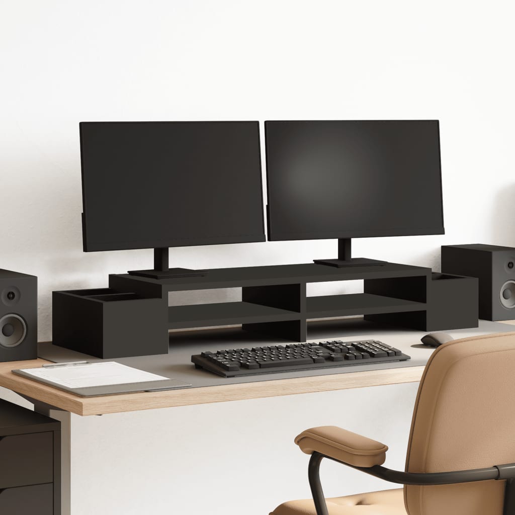 Vidaxxl Monitorständer mit Stauraum 100x27x15 cm Holz schwarz