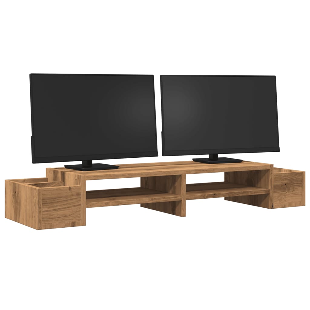 Vidaxxl Monitorständer Stauraum 100x27x15 cm Holz handwerkliche Eiche