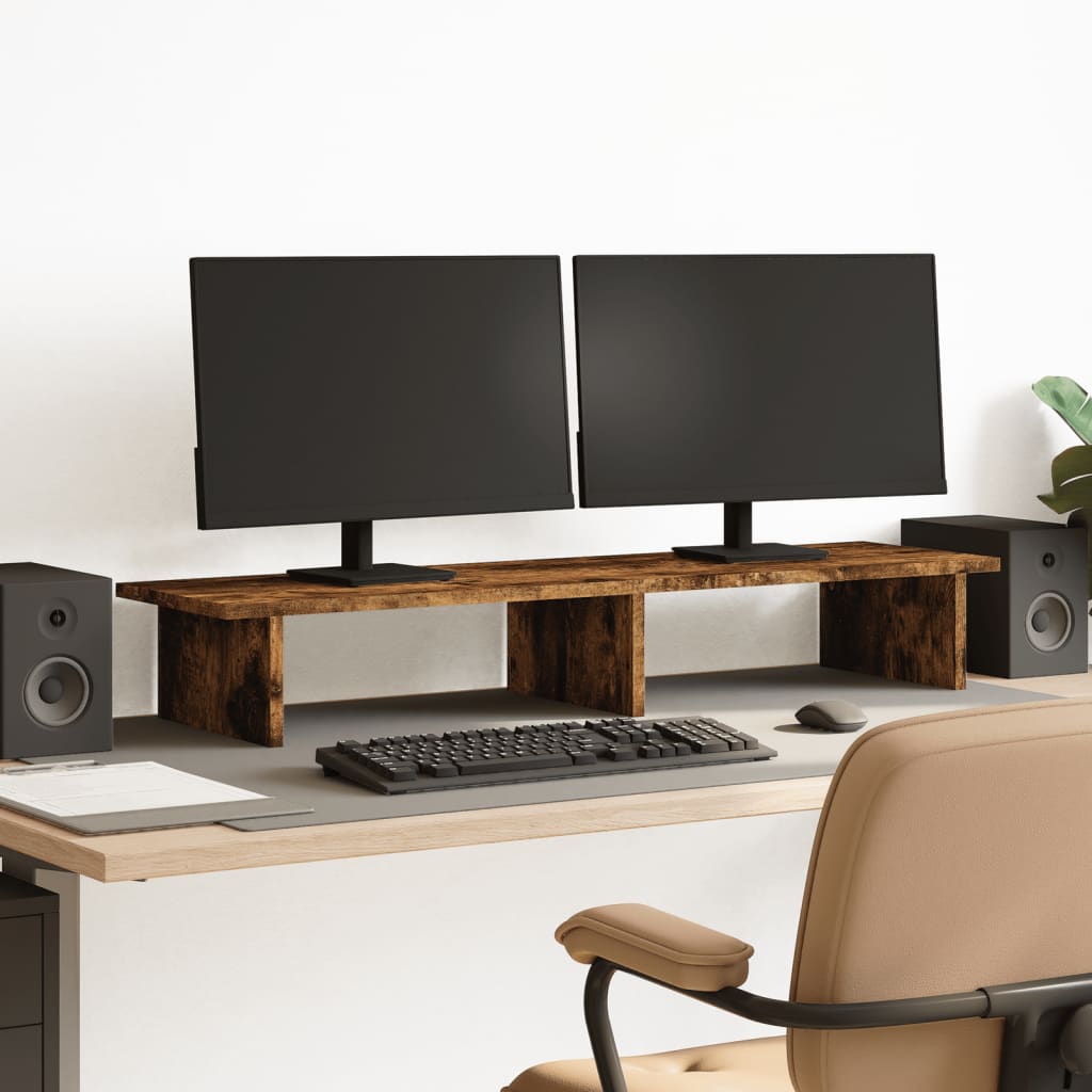 VidaXL Monitorständer 100x27x15 cm verarbeitetes Holz, geräucherte Eiche