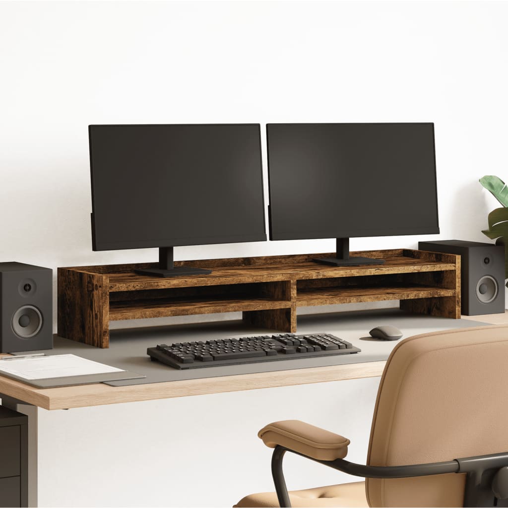 VidaXL Monitorständer 100x24x16 cm verarbeitetes Holz, geräucherte Eiche