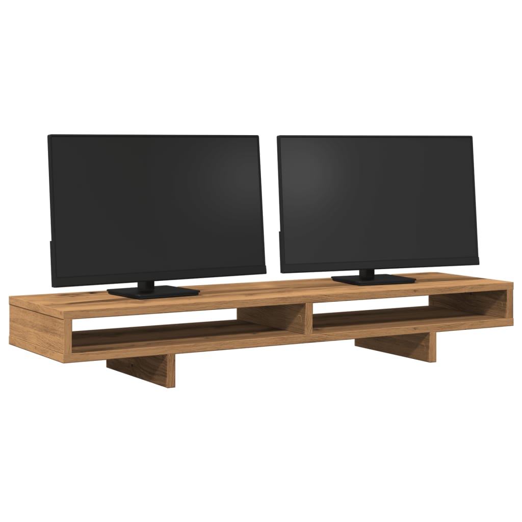 VidaXL Monitorständer 100 x 27 x 15 cm, handgefertigtes Holz, handgefertigte Eiche