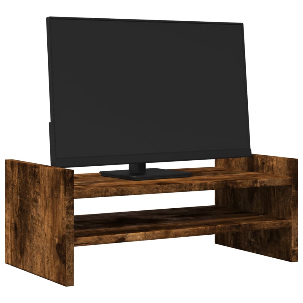 VidaXL Monitorständer 50x27x20 cm verarbeitetes Holz, geräucherte Eiche