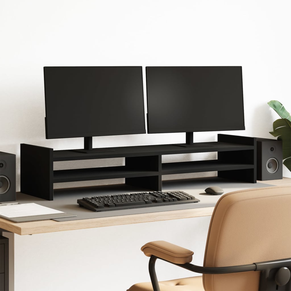Vidaxxl Monitorständer 100x27x20 cm verarbeitetes Holz schwarz