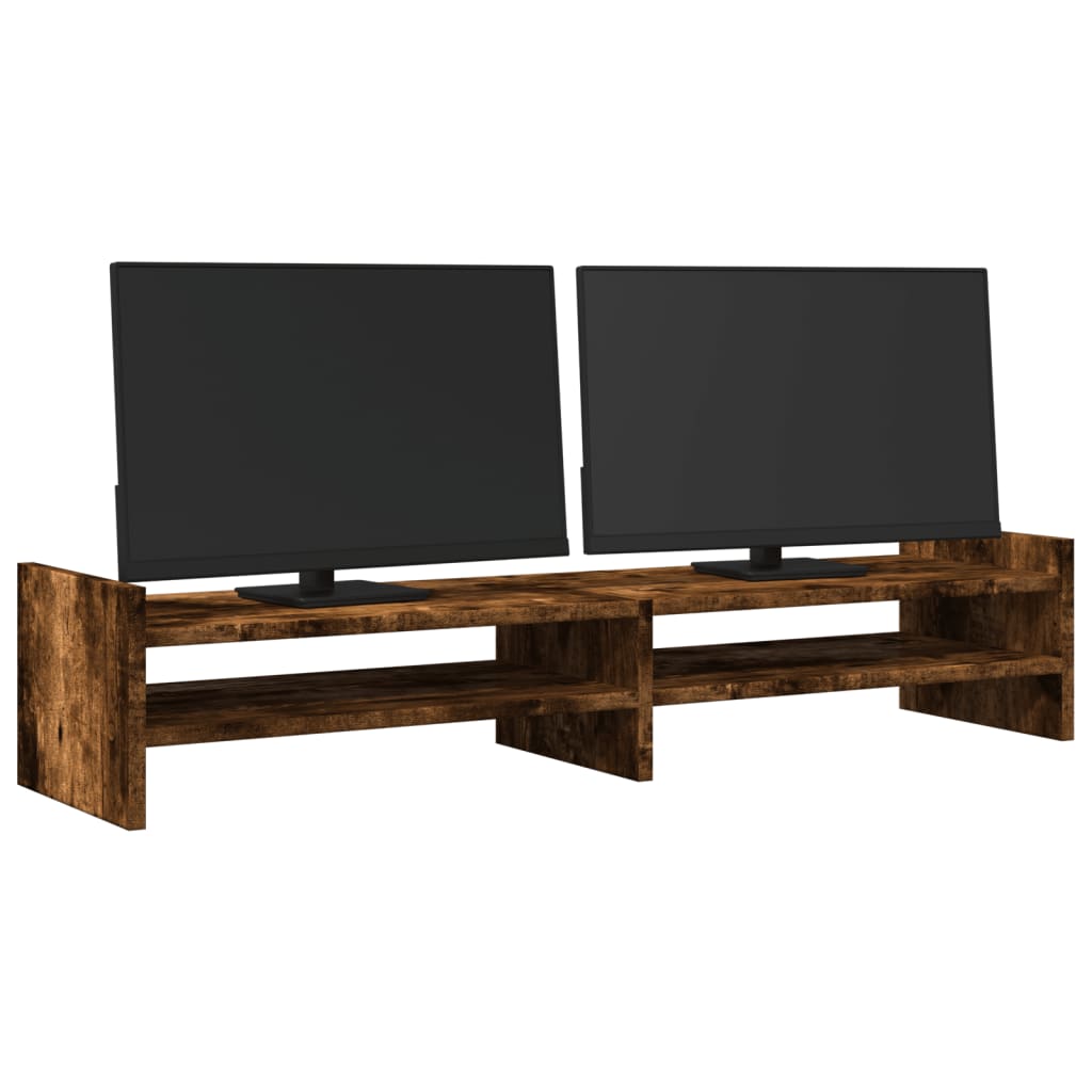 Vidaxxl Monitorständer 100x27x20 cm verarbeitetes Holz, geräucherte Eiche