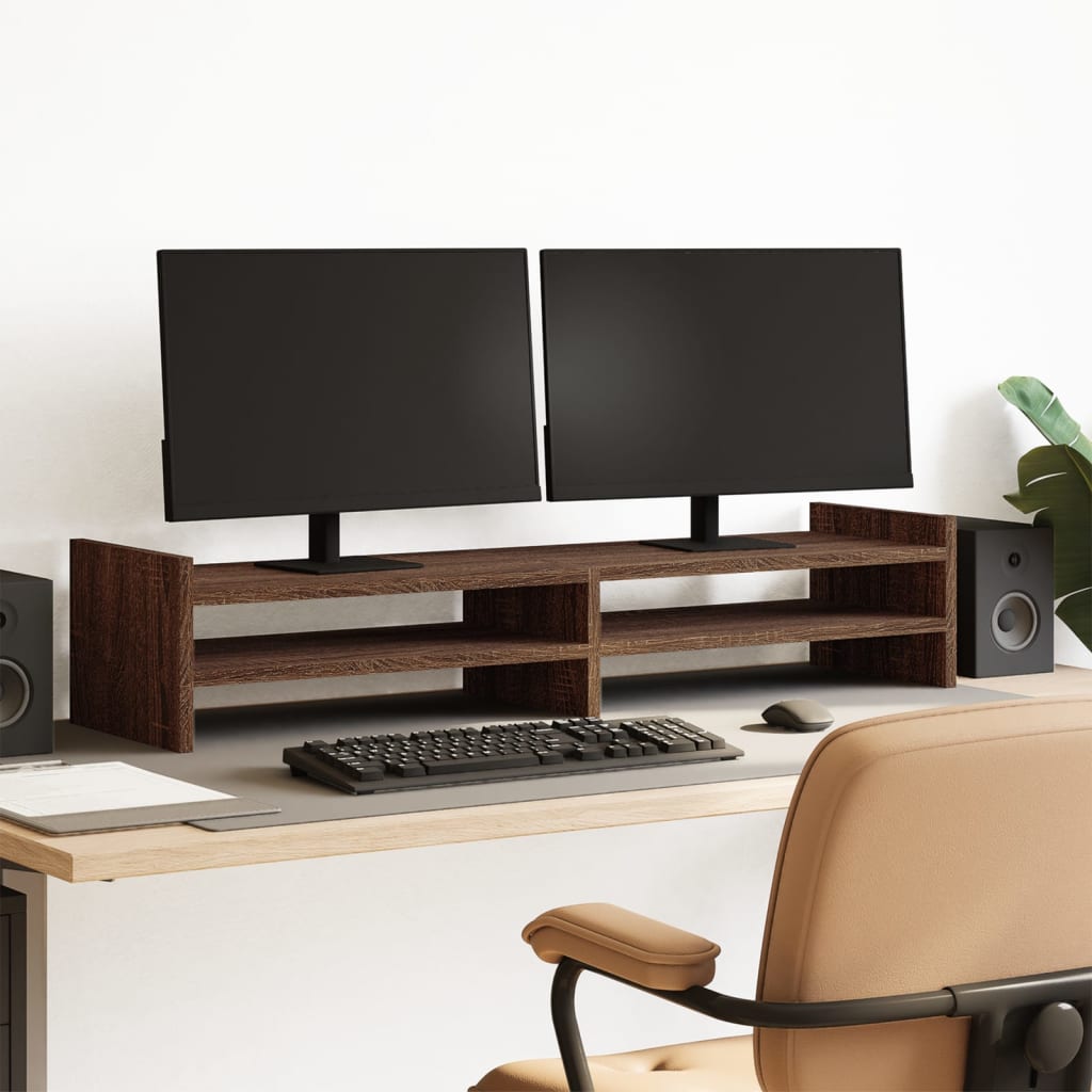 Vidaxxl-Monitorständer 100 x 27 x 20 cm, Holzwerkstoff, braune Eiche