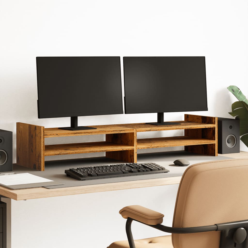 Vidaxxl Monitorständer 100x27x20 cm verarbeitetes Holz, altholzfarben