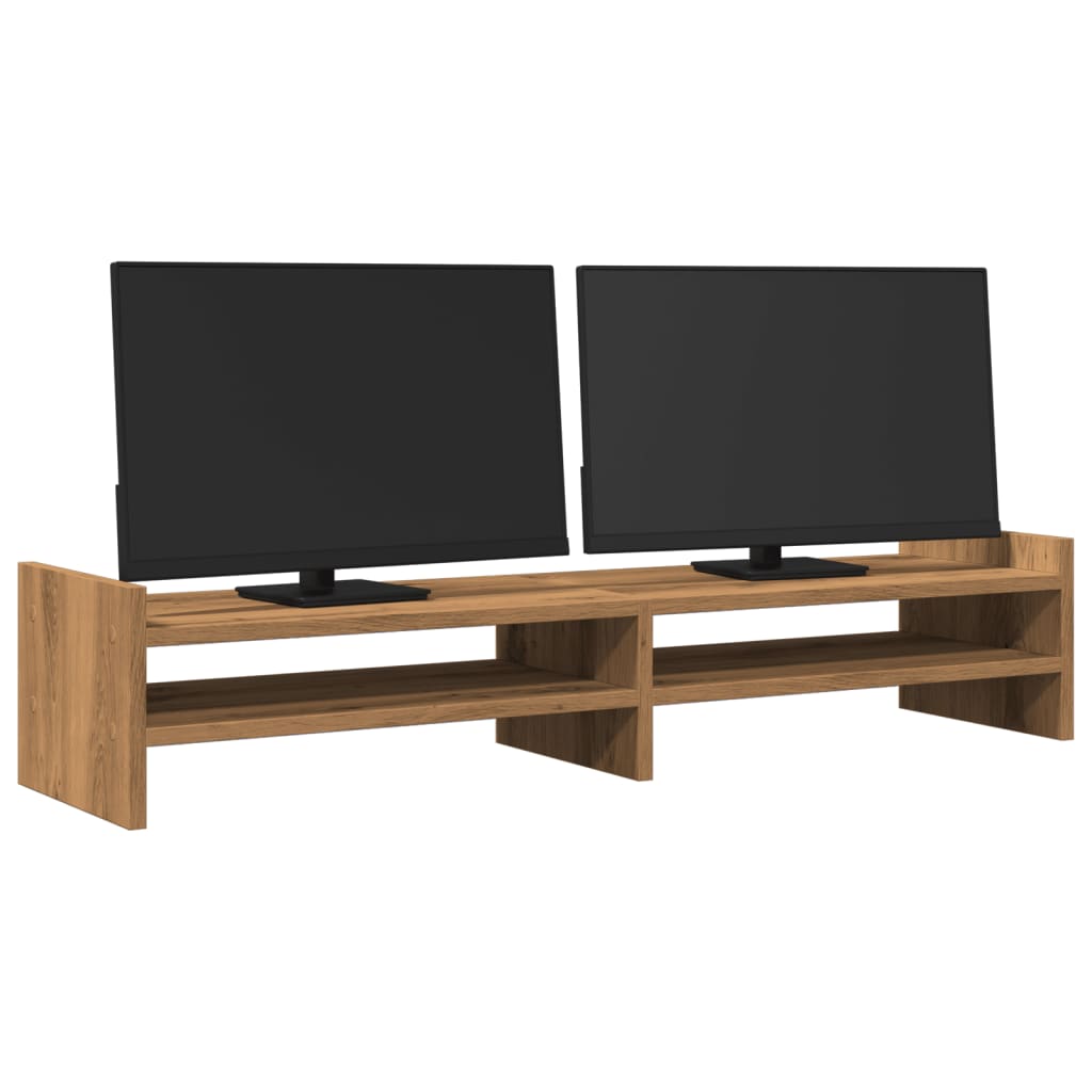 VidaXL Monitorständer 100 x 27 x 20 cm, handgefertigtes Holz, handgefertigte Eiche