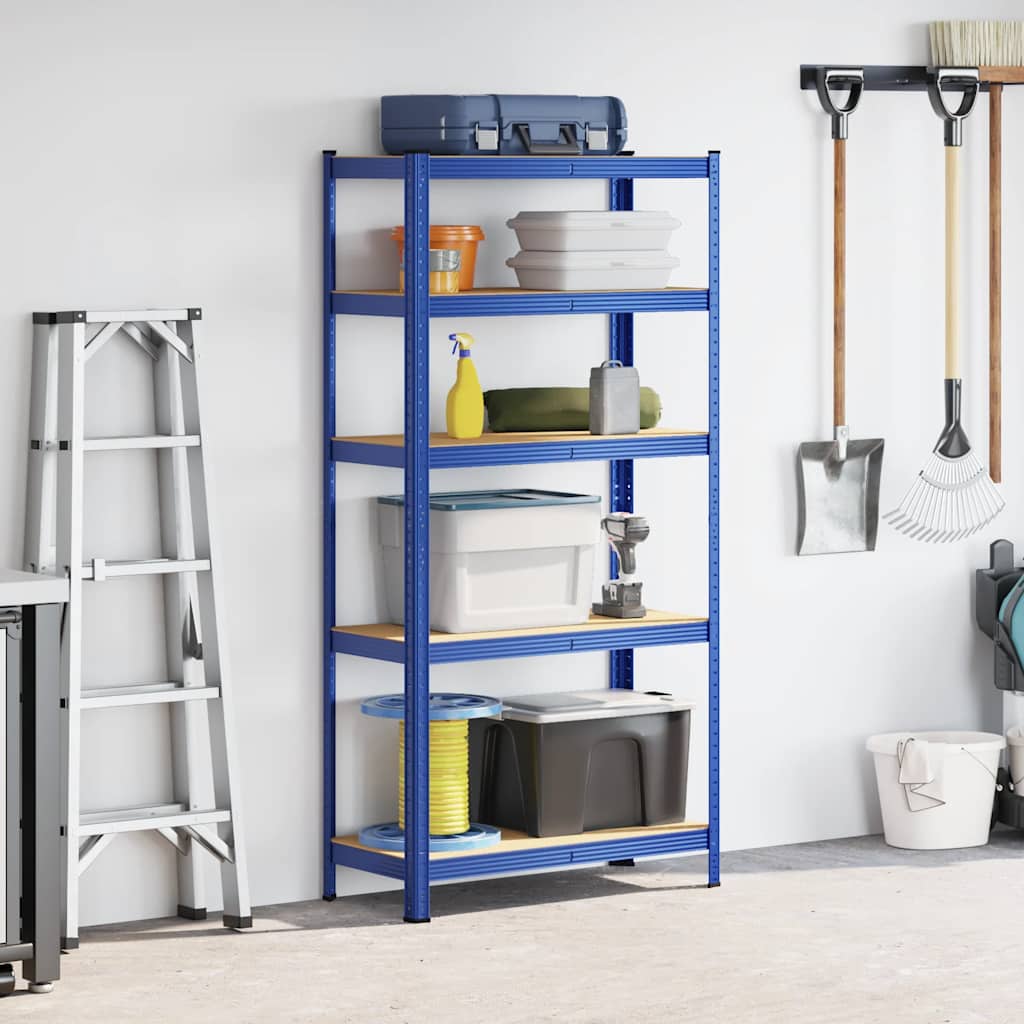 Vidaxl Lagerregal 5-lagiger Stahl verarbeitetes Holz blau