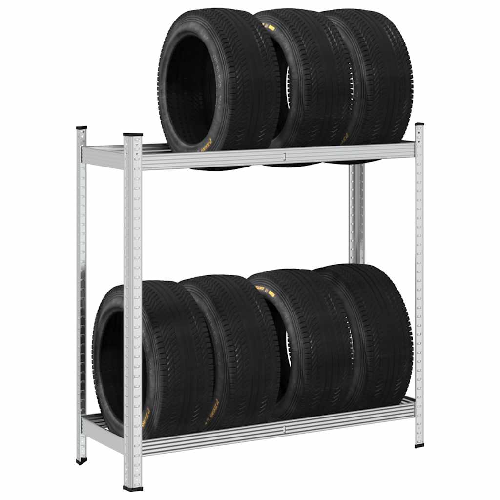 Vidaxx Reifenregal 2-lagig 110x40x109 cm Stahl silberfarben
