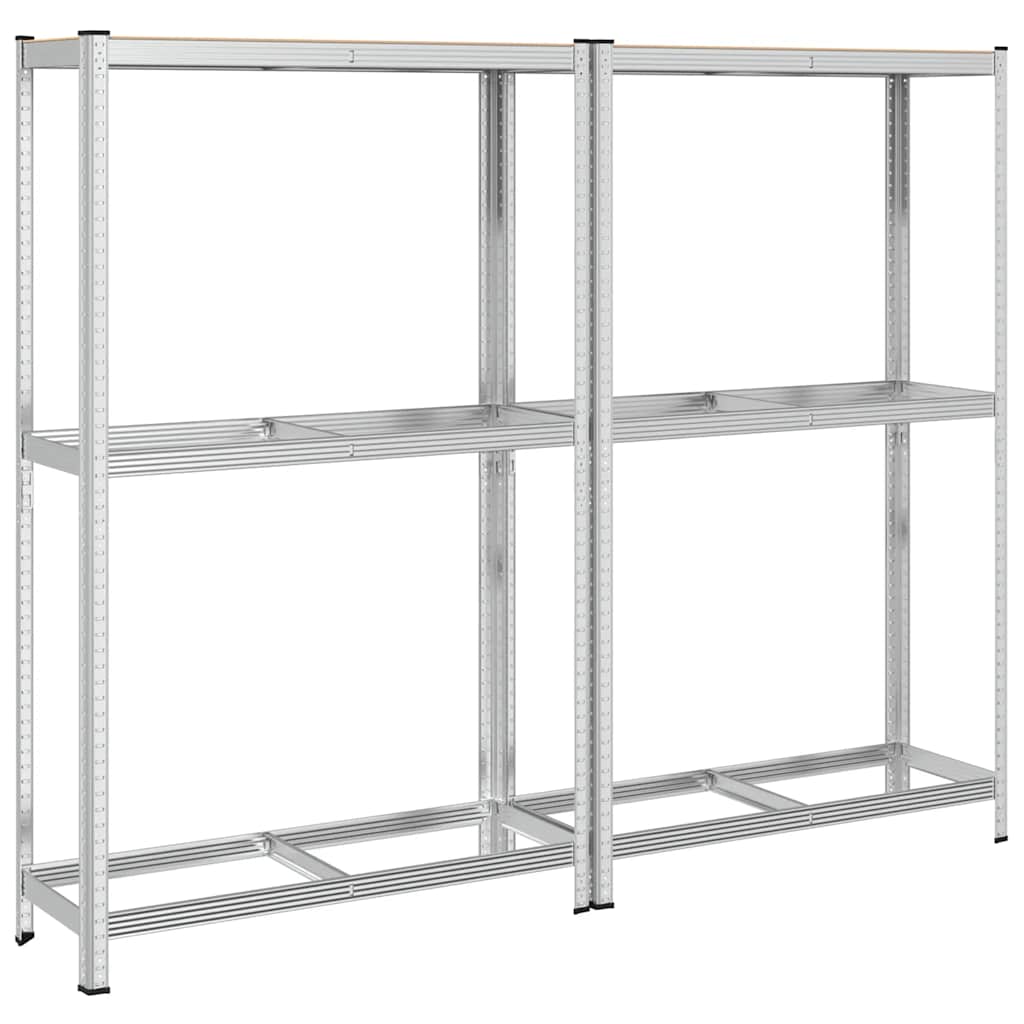 Vidaxx 2-Lagen-Reifenregale 2 Stück 110x40x180cm Stahl verarbeitetes Holz Silber