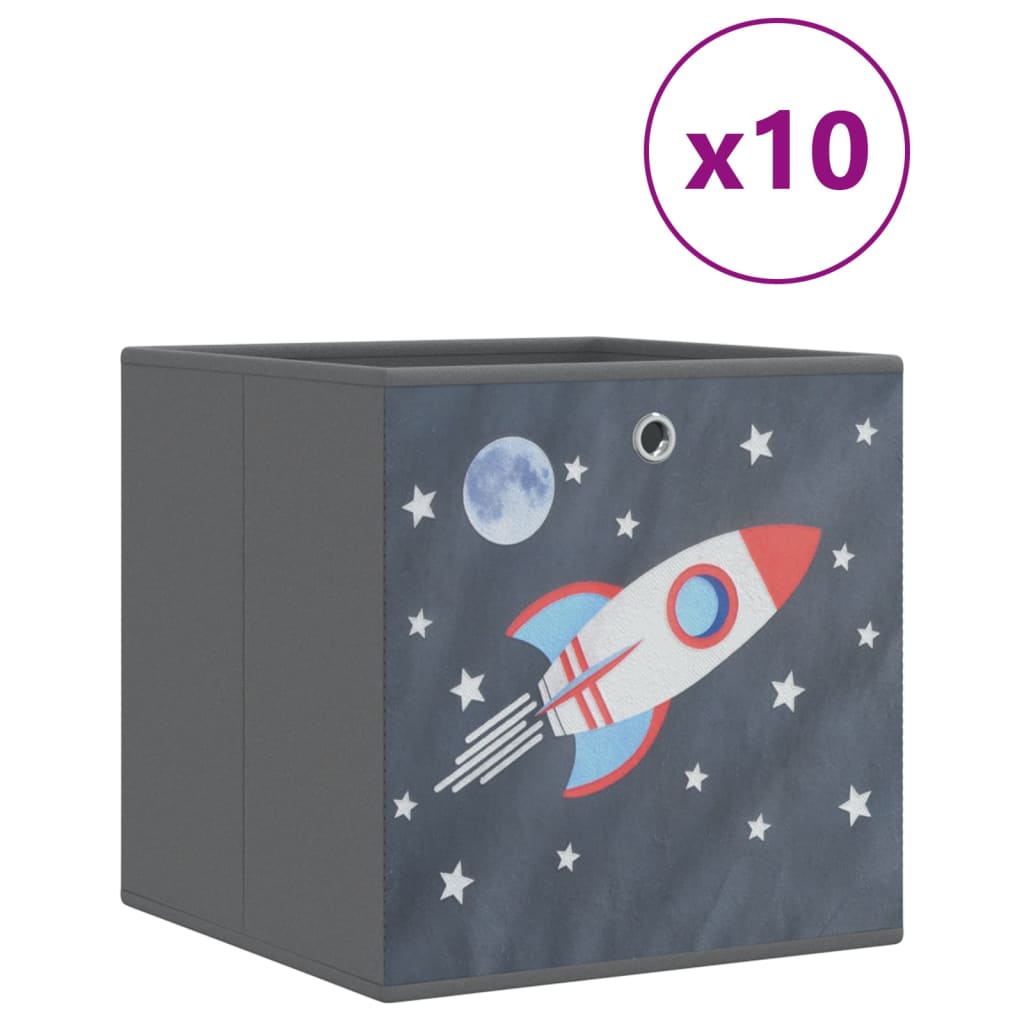 Vidaxx Aufbewahrungsboxen 10 Stück faltbar 32x32x32 cm Vliesstoff grau
