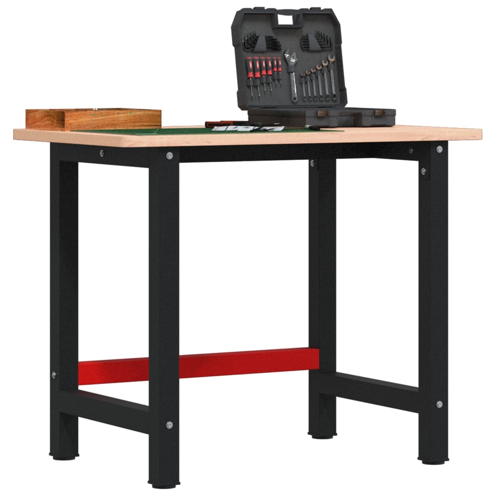 VidaXL Werkbank rechteckig 100x60x81,5 cm massives Buchenholz