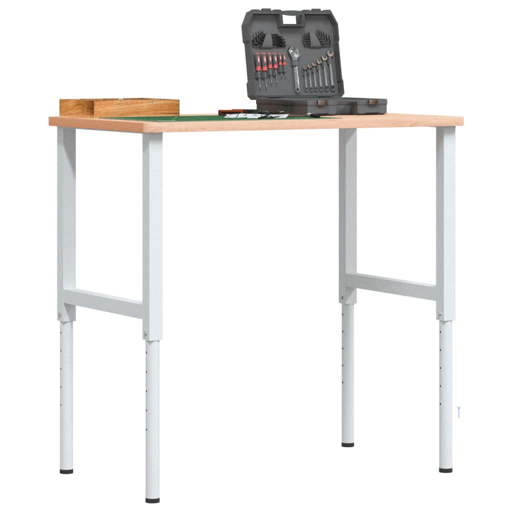 VidaXL Rechteckige Werkbank 100 x 60 x (71,5–98) cm, massives Buchenholz