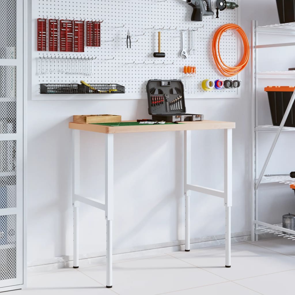 VidaXL Rechteckige Werkbank 100 x 60 x (73–99,5) cm, massives Buchenholz