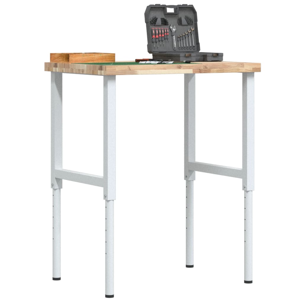 VidaXL Rechteckige Werkbank 80x60x(73-99,5) cm Massives Akazienholz
