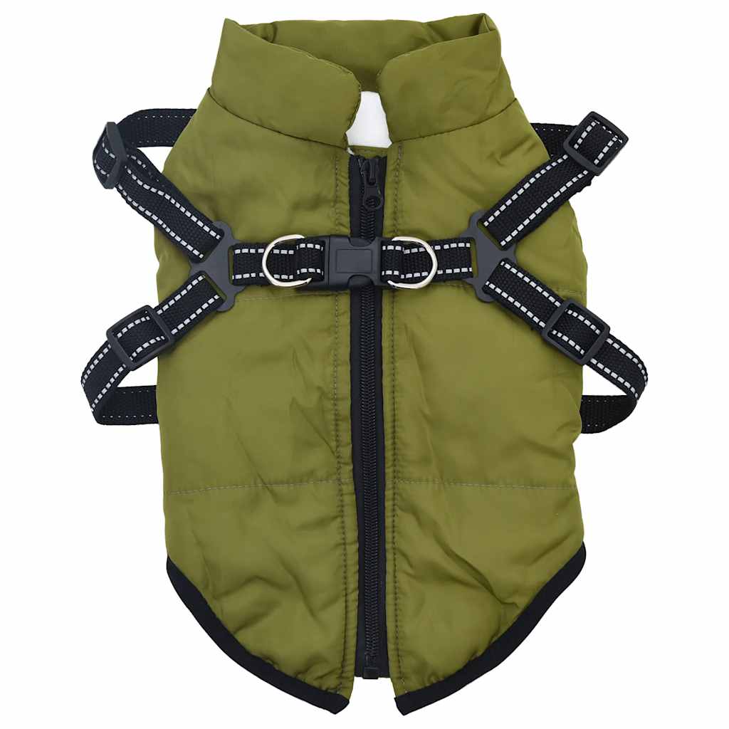 VidaXL Hundemantel mit Geschirr, wasserdicht, reflektierend, Armeegrün, L24