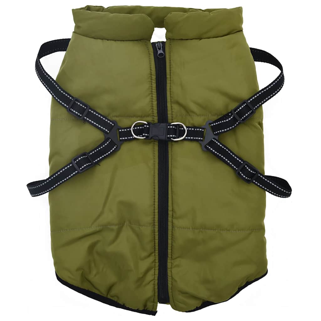 VidaXL Hundemantel mit Geschirr, wasserdicht, reflektierend, Armeegrün, L44