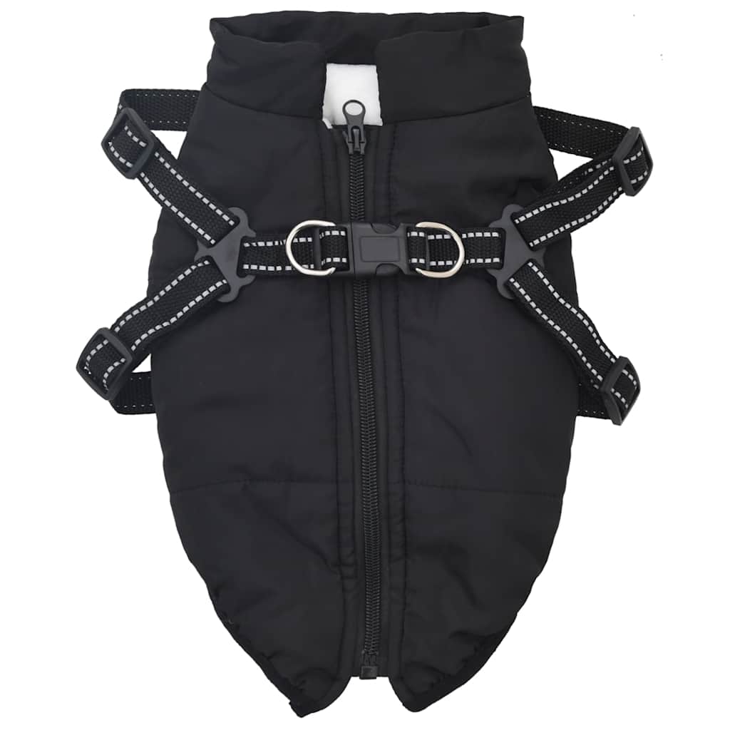 VidaXL Hundemantel mit Geschirr wasserdicht reflektierend schwarz L32