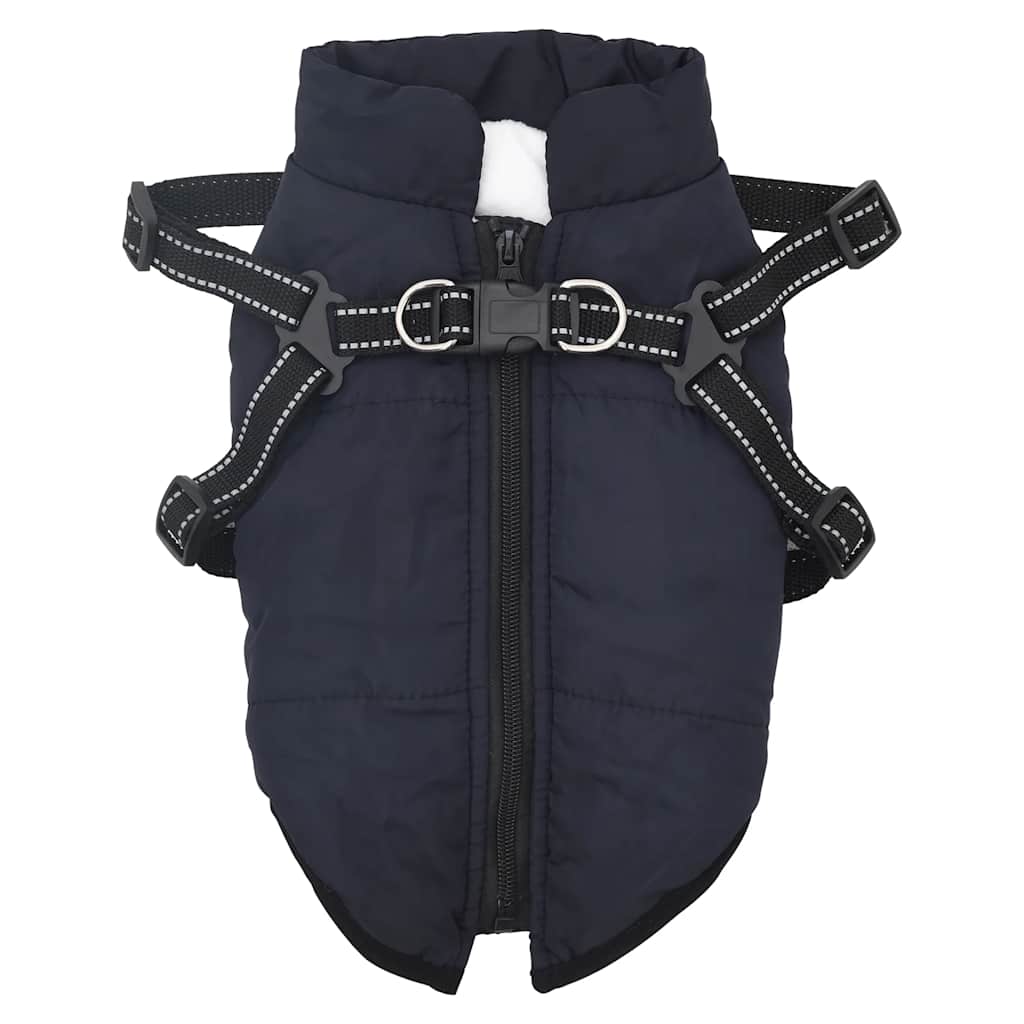 VidaXL Hundemantel mit Geschirr, wasserdicht, reflektierend, Marineblau, L24
