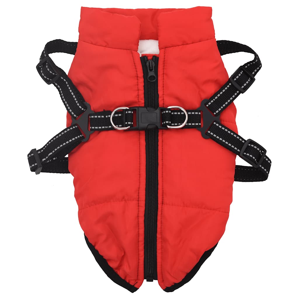 Vidaxxl Hundemantel mit Geschirr, wasserdicht, reflektierend, rot, L24