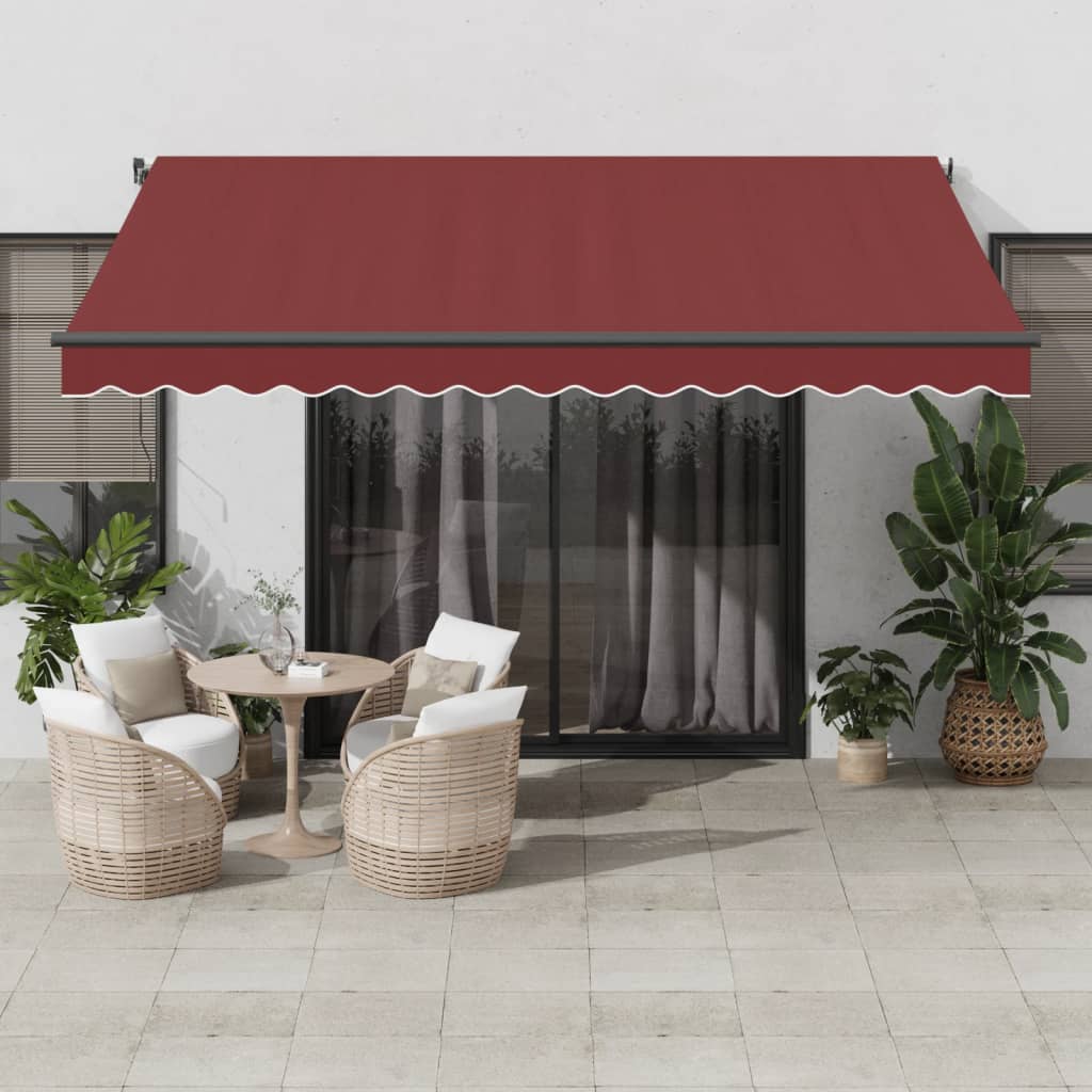 VidaXL Markise manuell ausziehbar mit LEDs 400x300 cm burgunderrot