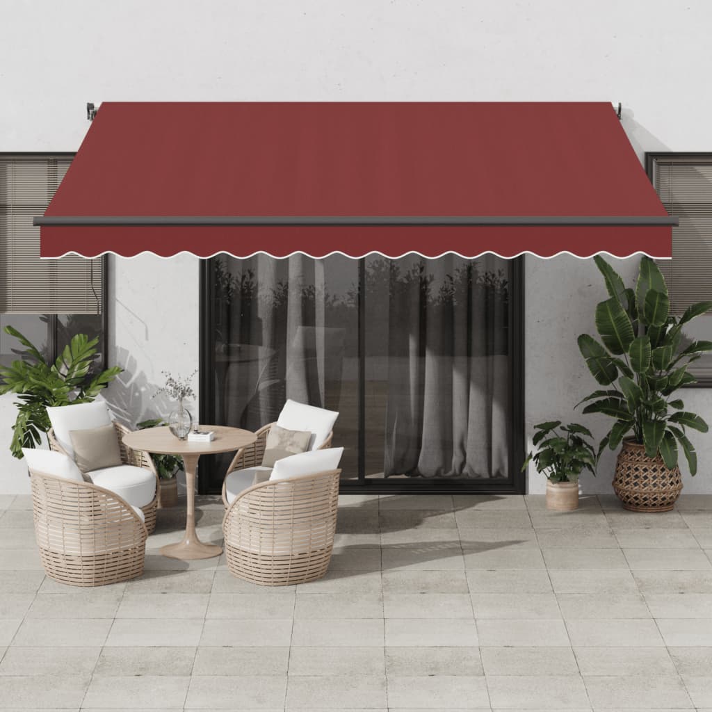 VidaXL Markise automatisch ausziehbar mit LEDs 400x300 cm Burgunderrot