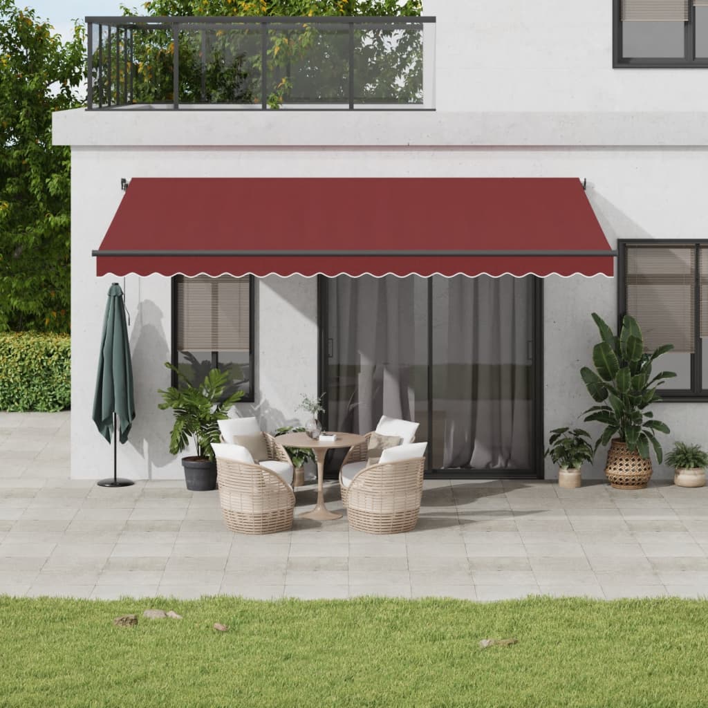 VidaXL Markise manuell ausziehbar mit LEDs 500x300 cm burgunderrot