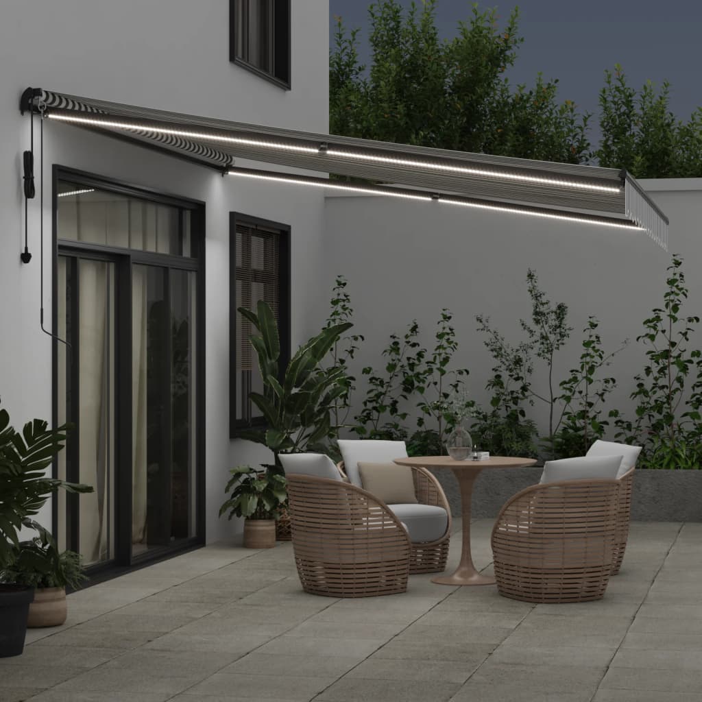 VidaXL Markise automatisch ausfahrbar LED 400x300 cm Anthrazit und Weiß