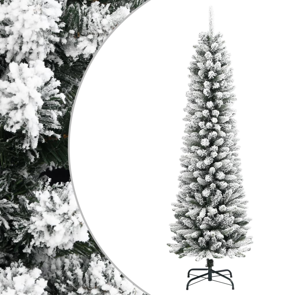 Vidaxx künstlicher Weihnachtsbaum mit Schnee schmal 210 cm PVC und PE