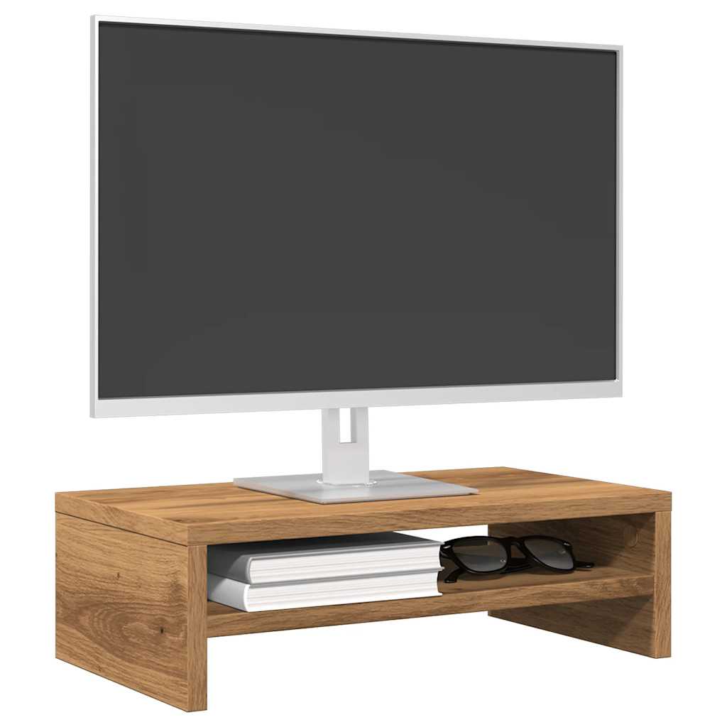 VidaXL Monitorständer 42x24x13 cm, handgefertigtes Holz, handwerkliche Eichenfarbe