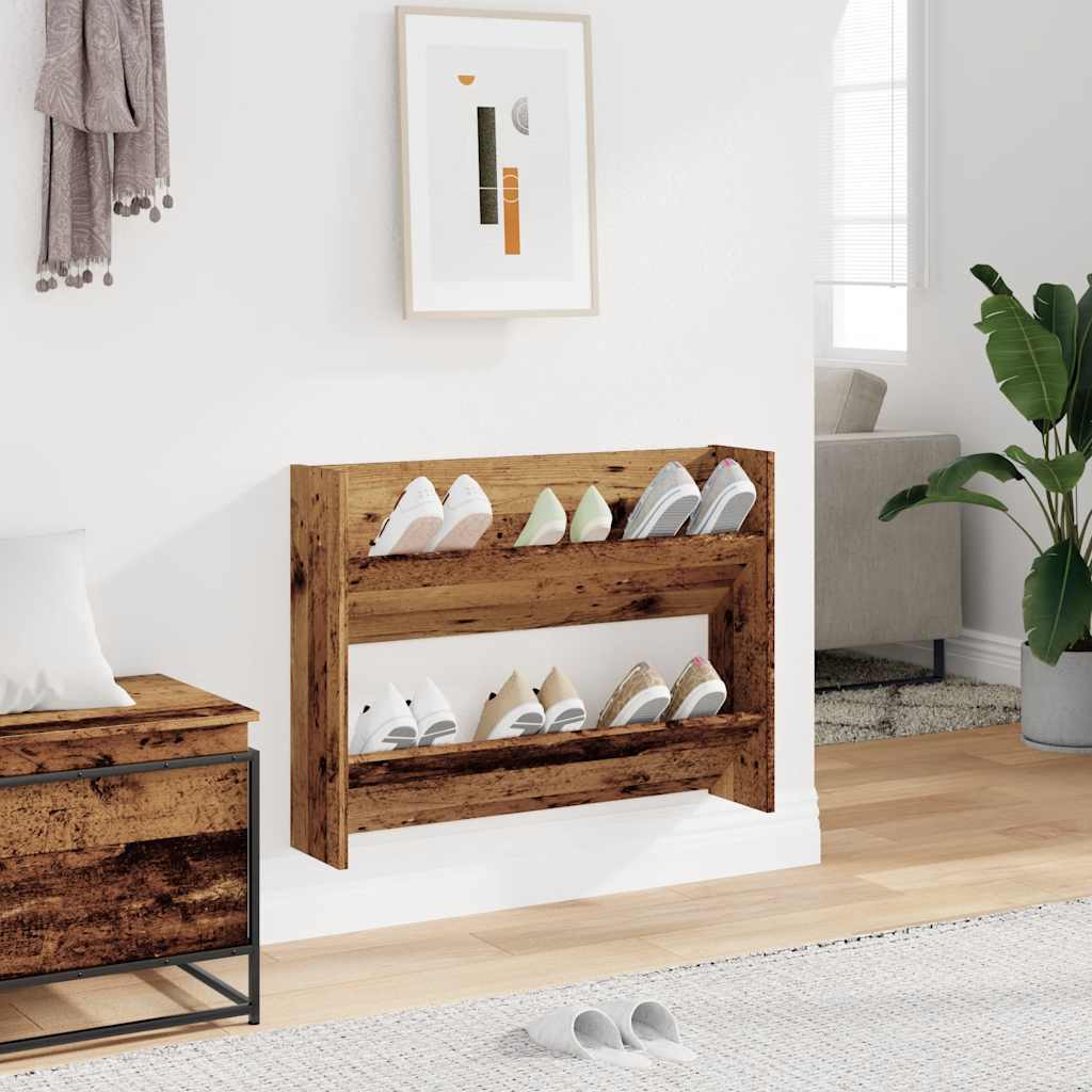 Vidaxx Wandschuhschrank 80x18x60 cm fertiges Holz, altholzfarben