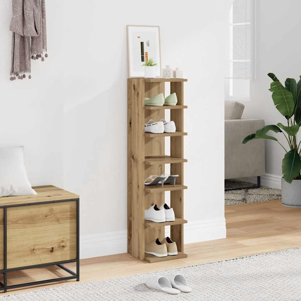 Vidaxx Schuhschrank 28x27x102 cm, handgefertigtes Holz, handwerklich eichenfarben