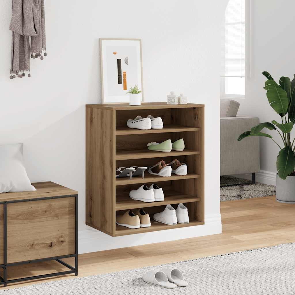 Vidaxx Schuhschrank 60x35x70 cm aus handgefertigtem Holz, handwerkliche Eichenfarbe