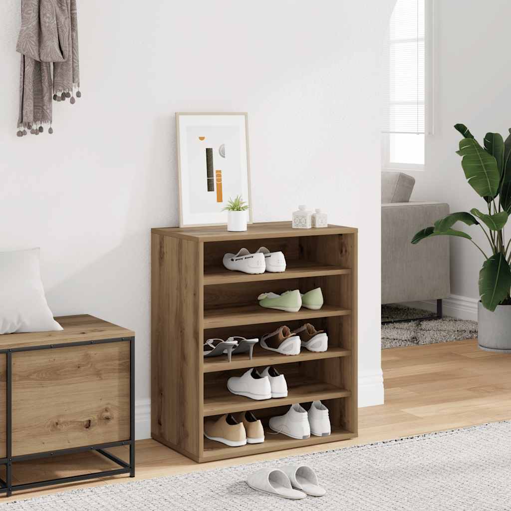 Vidaxx Schuhschrank 60x35x70 cm aus handgefertigtem Holz, handwerkliche Eichenfarbe