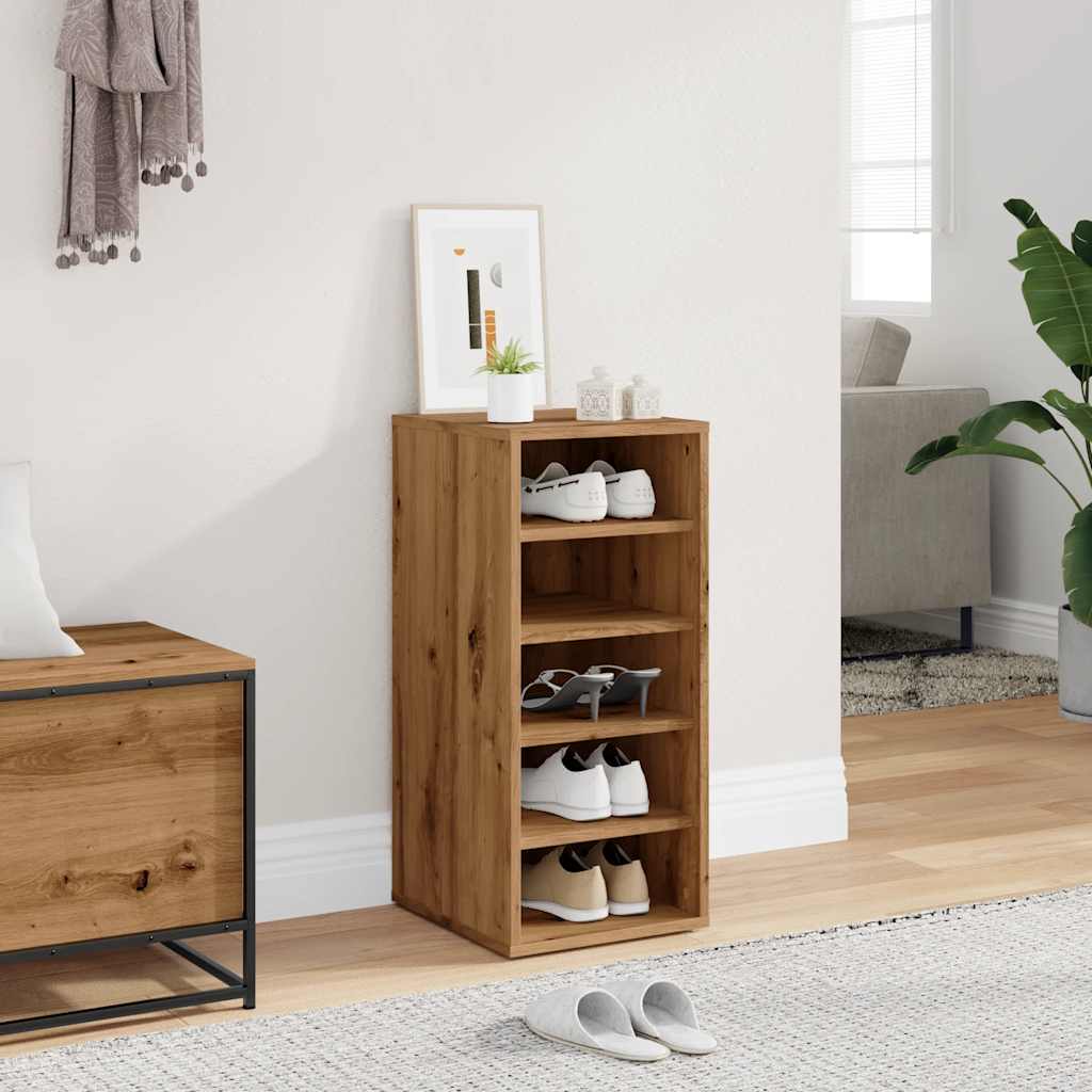 VidaXL Schuhschrank 32x35x70 cm aus handgefertigtem Holz, handwerkliche Eichenfarbe
