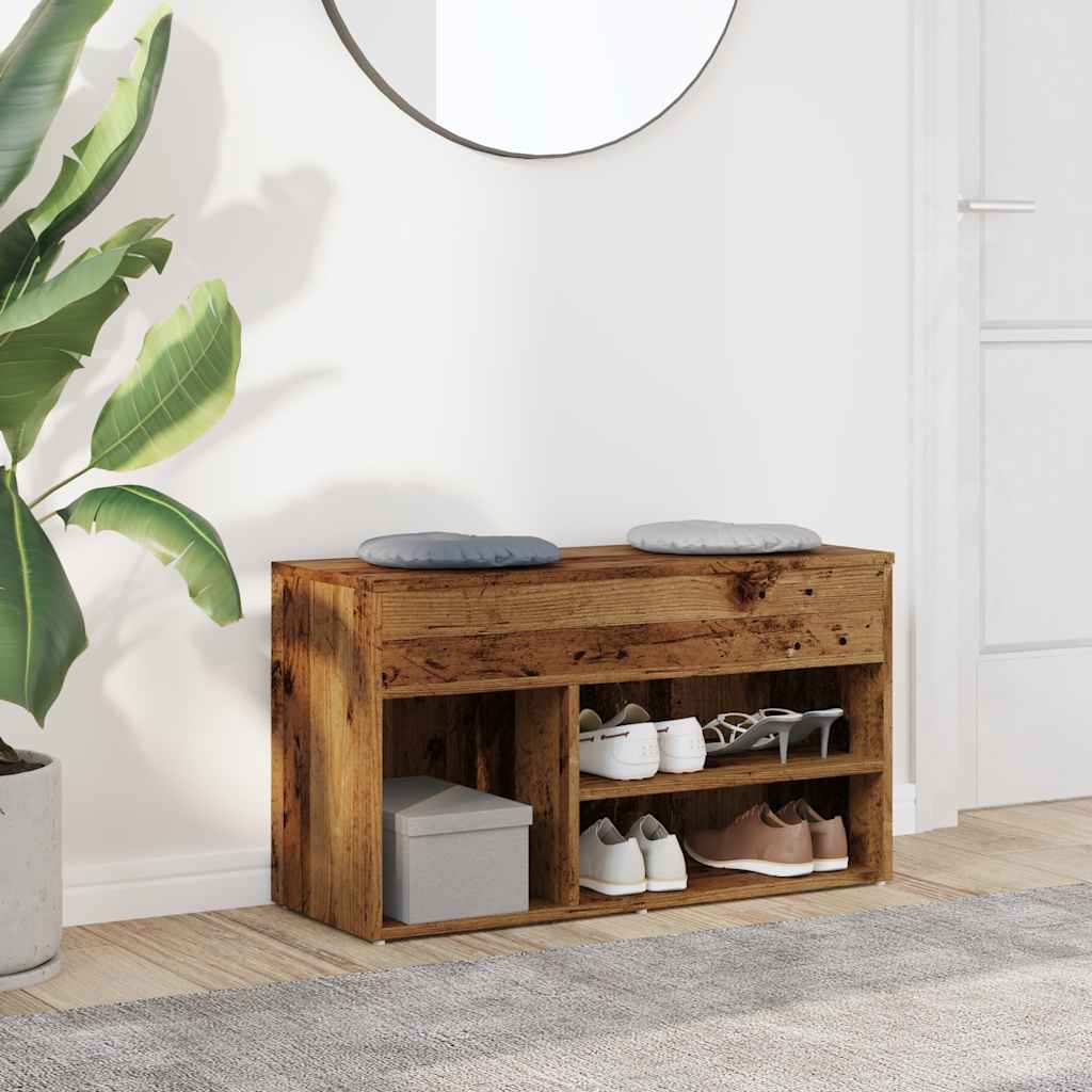 VidaXL Schuhbank 80x30x45 cm handgefertigtes Holz, altholzfarben