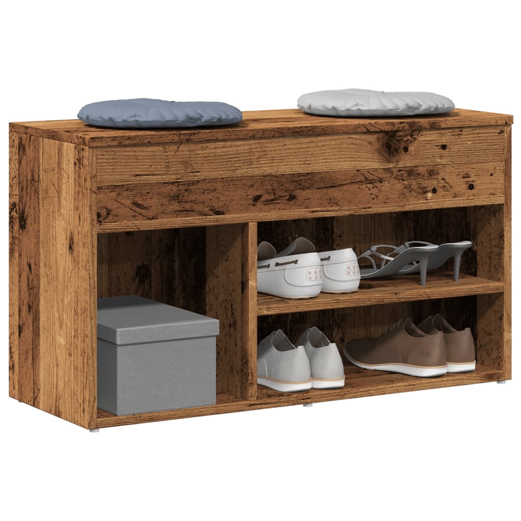 VidaXL Schuhbank 80x30x45 cm handgefertigtes Holz, altholzfarben