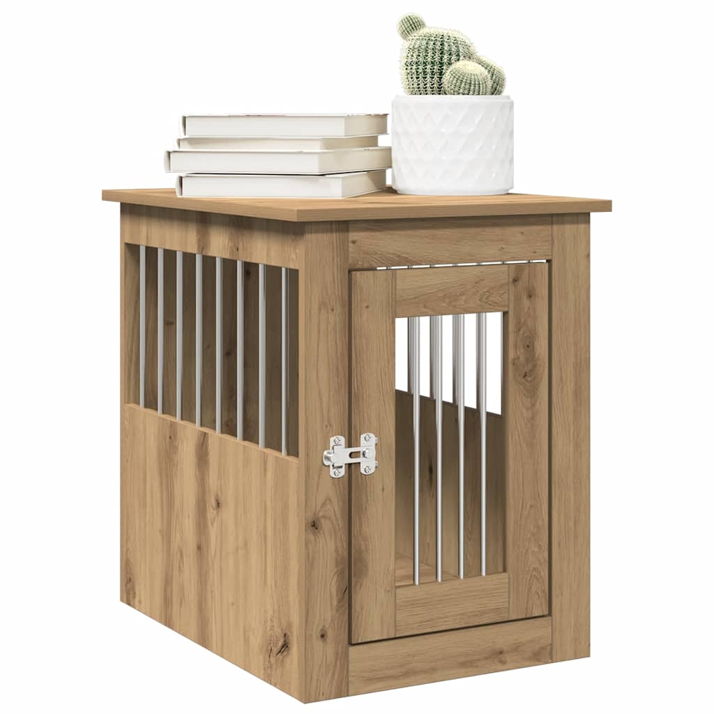 Vidaxxl Hundebox 45x62x59 cm aus handgefertigtem Holz, handwerklich eichenfarben