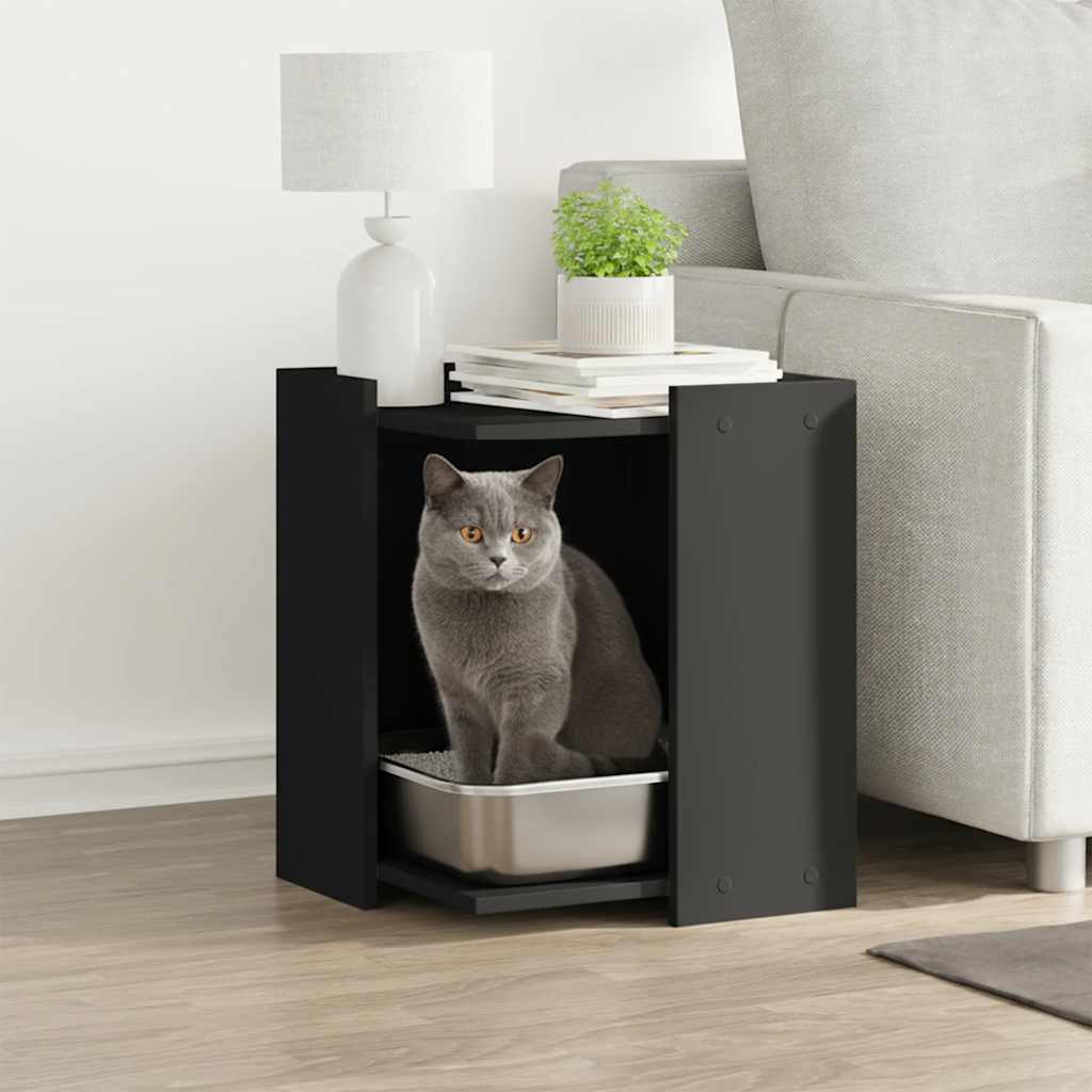 Vidaxx Katzentoilette 42x42x51 cm lackiertes Holz schwarz