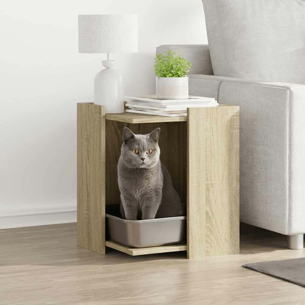 Vidaxxl Katzentoilette 42x42x51 cm Fertigholz Sonoma-Eiche gefärbt