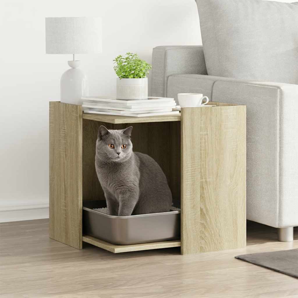 Vidaxxl Katzentoilette 53 x 53 x 51 cm, lackiert in Sonoma-Eiche