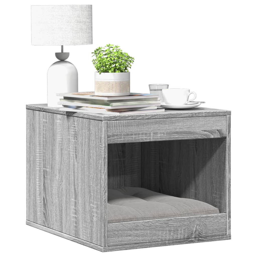 Vidaxxl Katzentoilette 47 x 59 x 42 cm, Holzwerkstoff, Farbe Sonoma-Eiche, Grau