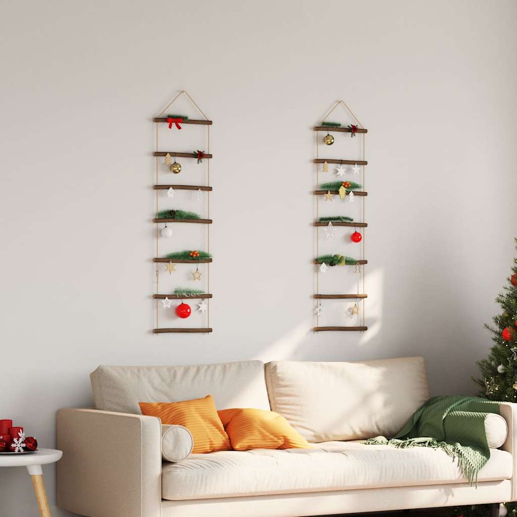 Vidaxx Wanddekorationen leiterförmig 2 Stück 30x100 cm Naturzweig