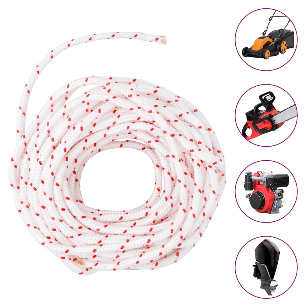 Vidaxl Zugschnur-Starterschnur weiß und rot ø6 mm 10 m Nylon