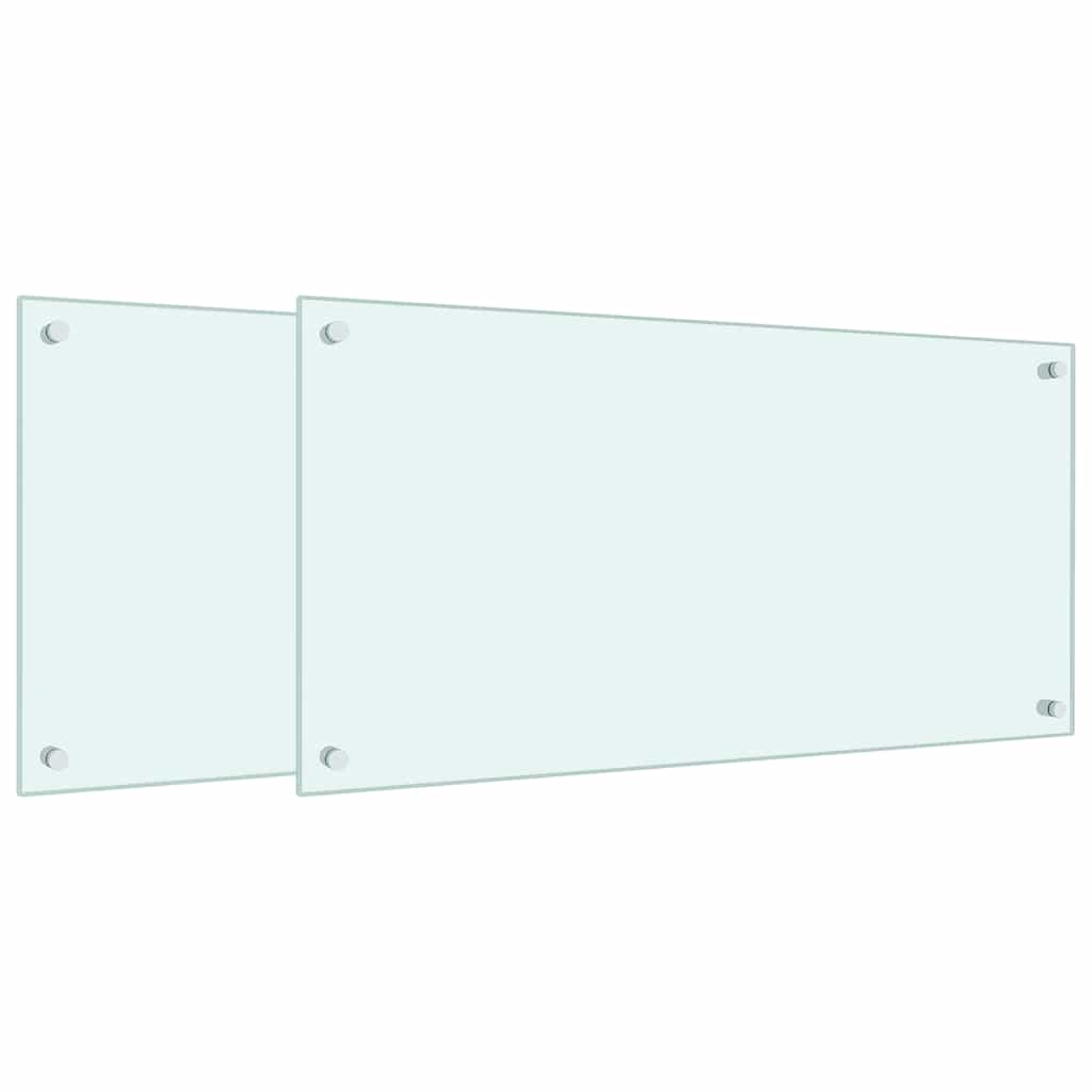 VidaXL Küchenspritzschutz 2 Stk. 80x40 cm Hartglas weiß