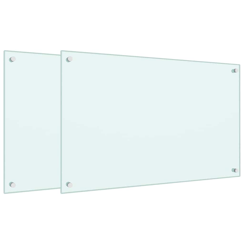 VidaXL Küchenspritzschutz 2 Stk. 80x50 cm Hartglas weiß