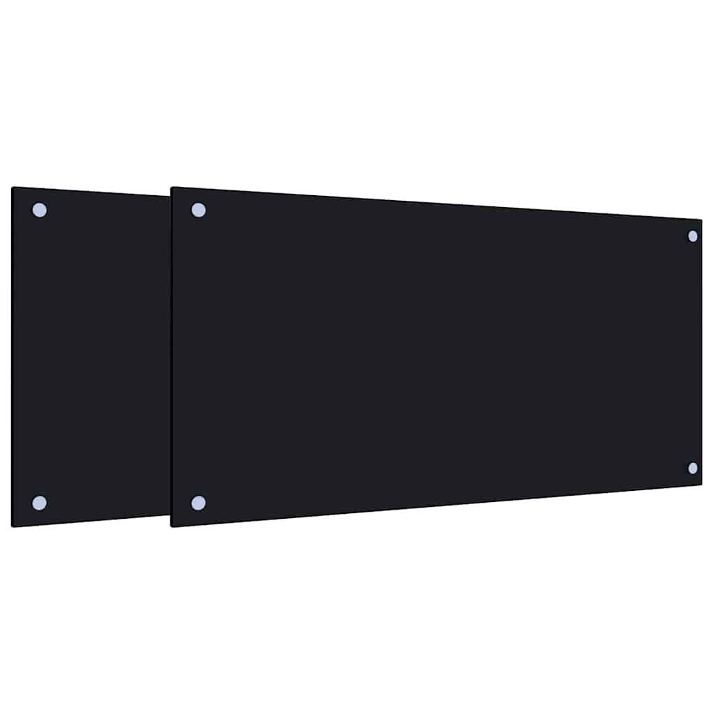 VidaXL Küchenspritzschutz 2 Stk. 80x40 cm Hartglas schwarz